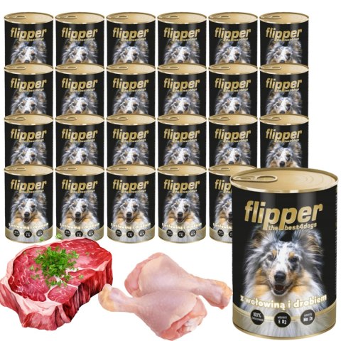 Mokra karma Flipper Wołowina i drób 24x400g