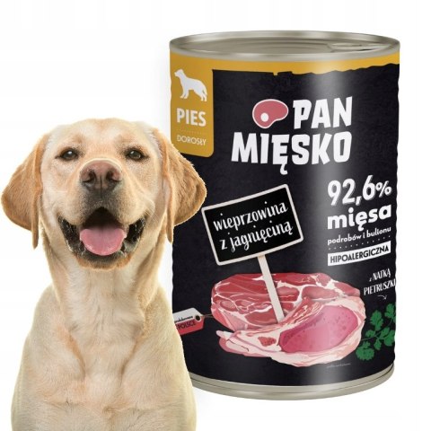 PAN MIĘSKO MOKRA KARMA WIEPRZOWINA Z JAGNIĘCINĄ 400G PUSZKA