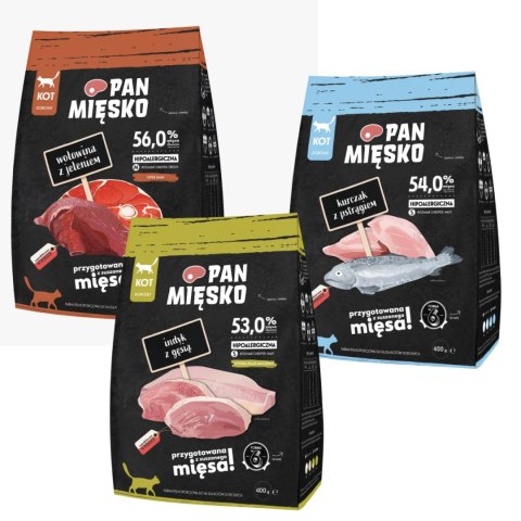 PAN MIĘSKO PAKIET PRÓBNY DLA KOTA WYBREDNEGO 1,2kg MIX SMAKÓW