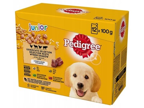 PEDIGREE Junior mokra karma mix smaków 12x 100g