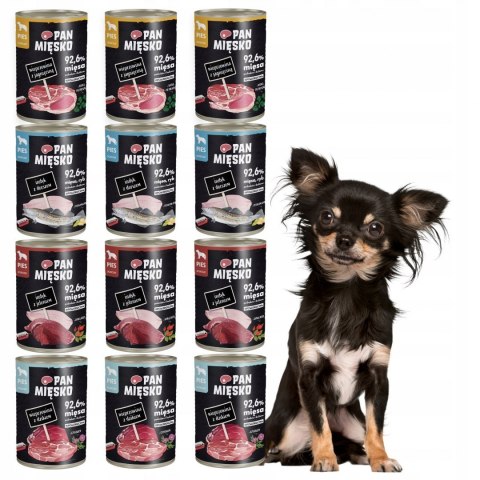 Pan Mięsko 12 x 400 g mix NOWYCH SMAKÓW DLA PSA