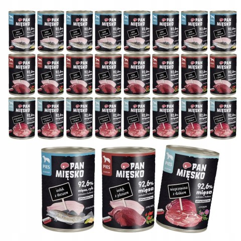 Pan Mięsko 24x400 Mix Smaków Puszki Mokra karma dla psa