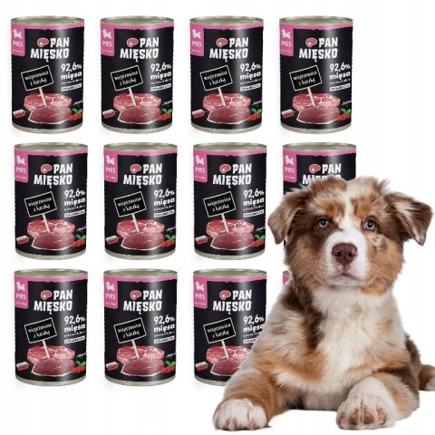 Pan Mięsko Wieprzowina z kaczką 12x400g Szczeniak Mokra Karma Puszki