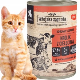 Wiejska Zagroda Królik z cielęciną 400g dla kociąt