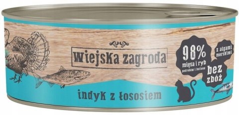 Wiejska Zagroda indyk z łososiem 85g dla kota