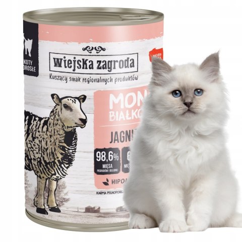 Wiejska Zagroda monobiałkowa kot PUSZKI dla kota mix SMAKÓW 6x400g KACZKA