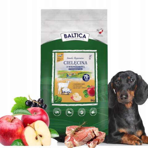 BALTICA Smaki Regionów Cielęcina z wieprzowiną XS/S 9kg psy aktywne suki ka