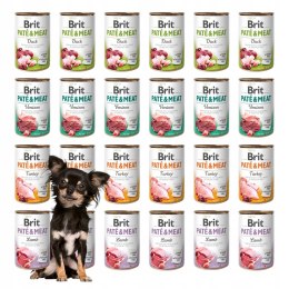 BRIT PATE MEAT 24X400 zestaw puszek dla psa Venison Duck Lamb Turkey