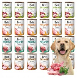 BRIT PATE MEAT 24X400 zestaw puszek dla psa Venison Duck Rabbit Turkey