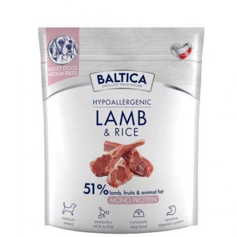 Baltica Adult Lamb&Rice M 1kg Karma Jagnięcina z ryżem dla średnich