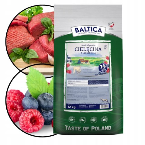 Baltica Cielęcina z jagnięciną dużych ras 12 kg ADULT DLA PSÓW DOROSŁYCH