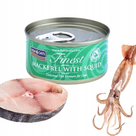 Fish4Cats MACKEREL & SQUID karma Mokra dla kota Makrela z Kałamarnicami 70g