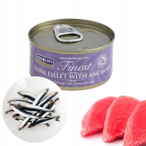 Fish4Cats TUNA FILLET WITH ANCHOVY Finest filet z Tuńczyka z Anchoisi 70g