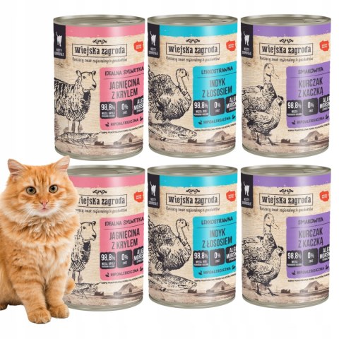 Karma dla kota Duoproteinowa Wiejska Zagroda Mix smaków 6x400g