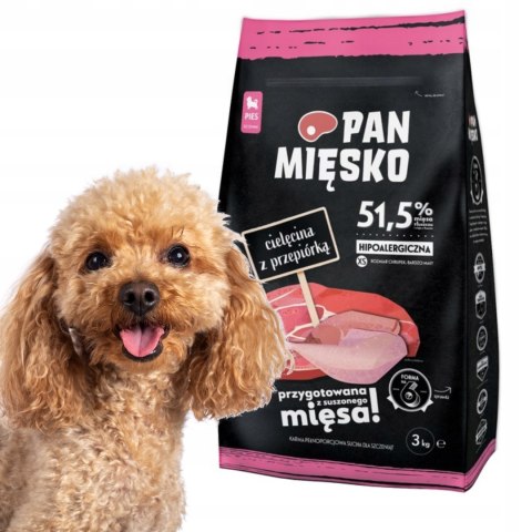 Pan Mięsko Karma PIES cielęcina z przepiórką XS dla szczeniąt 3kg