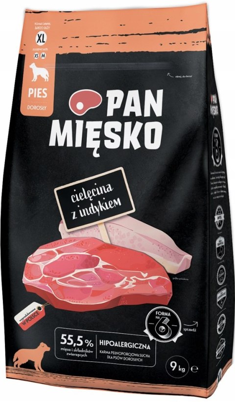 Pan Mięsko karma sucha cielęcina z indykiem 9 kg