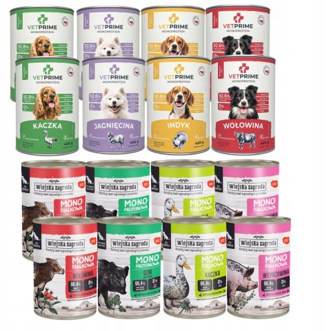 Wiejsjka Zagroda Mix MONO smaków dla psa dorosłego 12X400