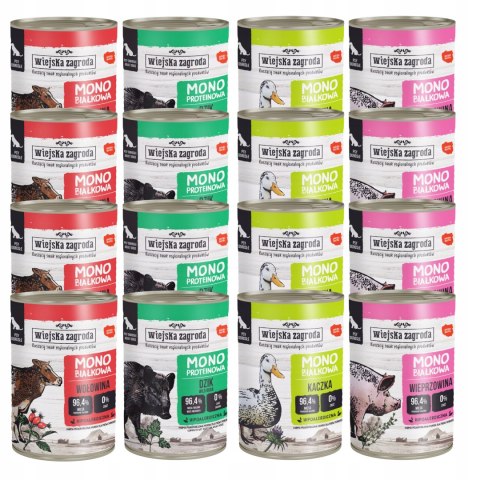 Wiejsjka Zagroda Mix MONO smaków dla psa dorosłego 12X400