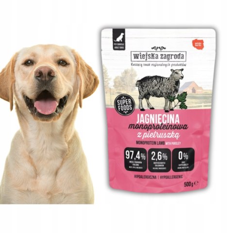 Wiejska Zagroda Karma mokra dla psa Monobiałkowa Jagnięcina (dorosły) 500g