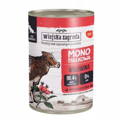 Wiejska Zagroda Karma mokra dla psa Monobiałkowa Wołowina (dorosły) 400g