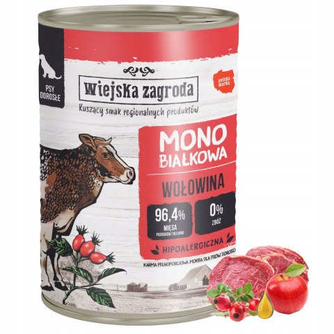 Wiejska Zagroda Karma mokra dla psa Monobiałkowa Wołowina (dorosły) 400g