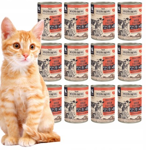 Wiejska Zagroda Królik z Cielęciną 12x400 dla kociąt