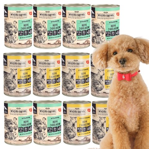 Wiejska Zagroda MIX SMAKÓW Indyk z królikiem z jagnięciną 12x400g Wywkintna