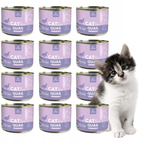 ZESTAW 12X200 POKUSA CatLine karma mokra Quail / Przepiórka KITTEN KOCIAK
