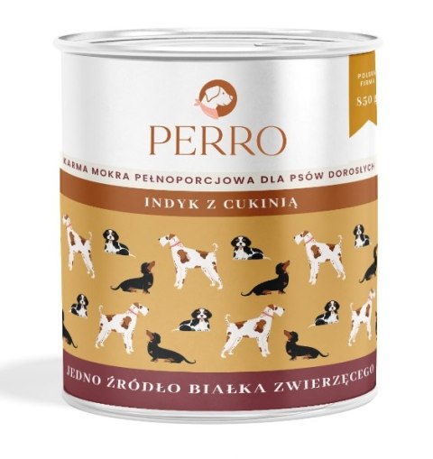 PERRO Karma mokra Indyk z cukinią monobiałkowa dla psów dorosłych 800g
