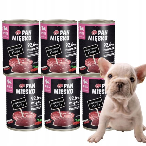 Pan Mięsko Puppy Mix Zestaw 6 X 400 WIEPRZOWINA Z KACZKĄ dla szczeniąt