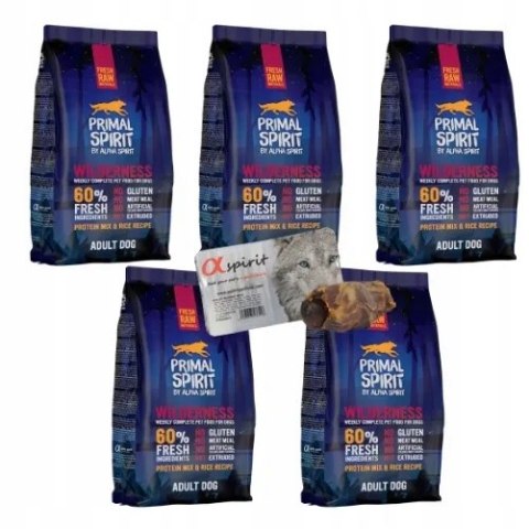 Primal Spirit 60% Wilderness 5x1 kg pakiet próbny