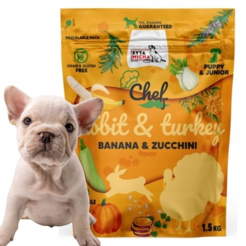 SYTA MICHA JUNIOR Karma sucha CHEF Królik z indykiem 1,5kg szczeniak