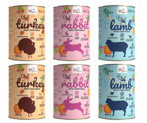 Syta Micha Chef JUNIOR 6X400 ZESTAW KRÓLIK INDYK JAGNIĘCINA MEGA smaki