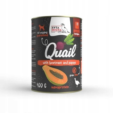 Syta Micha Karma mokra dla psa Przepiórka z burakiem i papają 400g