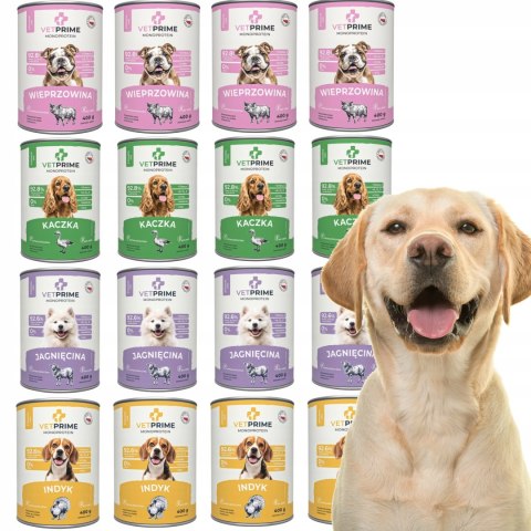 VetPrime Monoprotein – karma monobiałkowa dla psa alergika (16x400g)