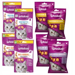 WHISKAS MIX PRZYSMAKÓW 8szt ZESTAW dentabites hairball relax
