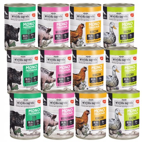 Wiejsjka Zagroda Mix MONO smaków dla psa dorosłego 12X400