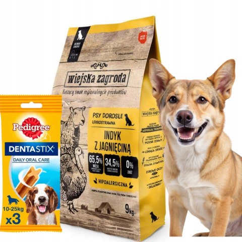 Wiejska Zagroda Indyk z Jagnięciną 9kg + DENTASTIX
