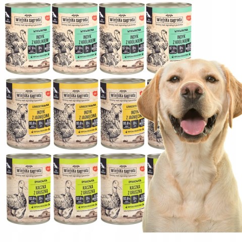 Wiejska Zagroda MIX SMAKÓW Indyk z królikiem z jagnięciną 12x400g Wywkintna