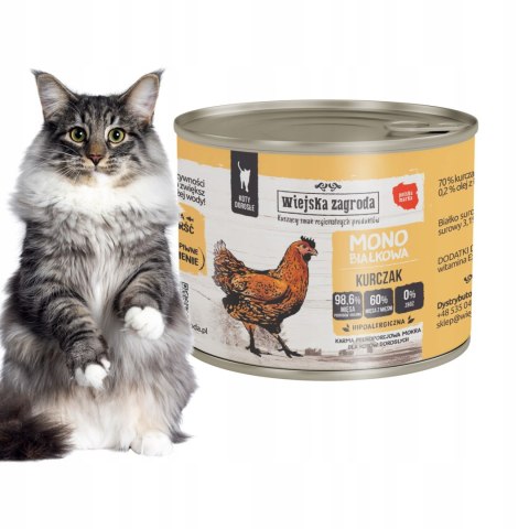 ZESTAW Wiejska Zagroda mokra karma MONOBIAŁKOWA KOT Kurczak 12X200g