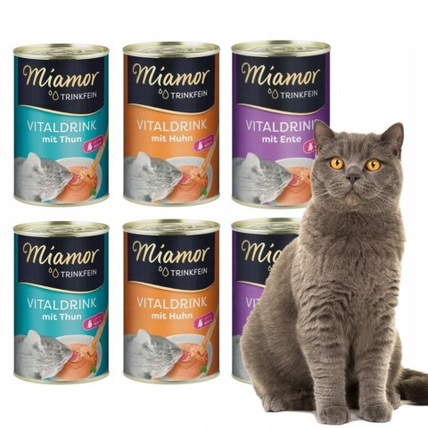 MIAMOR VITALDRINK MIX SMAKÓW napój dla wybrednych kotów zupa 6 x 135ml