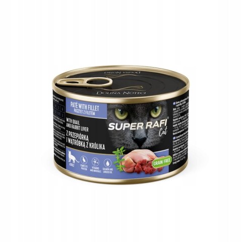 Mokra karma dla kotów Super Rafi 185g z przepiórką i wątróbką z królika