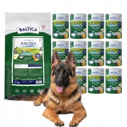PAKIET Baltica Kaczka z Gruszką 12KG + 12x400 dla psa dorosłego pyszna