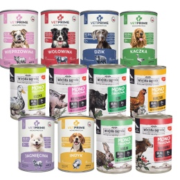 WIEJSKA ZAGRODA Monobiałkowa Mix karma mokra dla psa 12 x 400 VetPrime