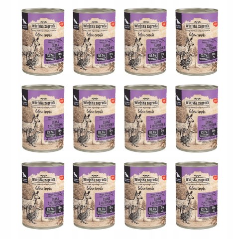 Wiejska Zagroda Leśne Smaki Pies Sarna z przepiórką 12x400g mokra karma