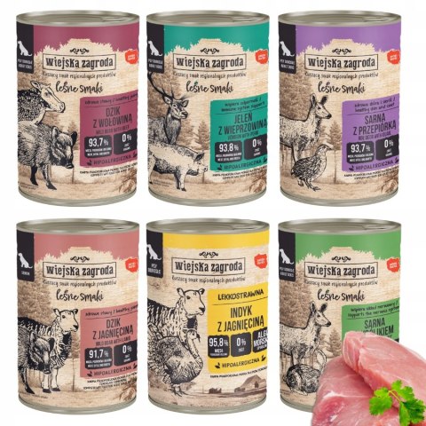 Wiejska Zagroda Leśne Smaki ULUBIONE KARMY DLA PSA 6X400g puszka