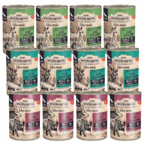 Wiejska Zagroda MIX SMAKÓW SARNA JELEŃ DZIK 12x400g MIX LEŚNYCH SMAKÓW