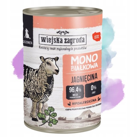 Wiejska Zagroda MONOBIAŁKOWA DLA SZCZENIĄT JAGNIĘCINA ZESTAW 6x400G