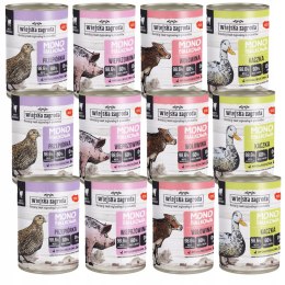 Wiejska Zagroda monobiałkowa kot mix SMAKÓW 12x400g KACZKA PRZEPIÓRKA