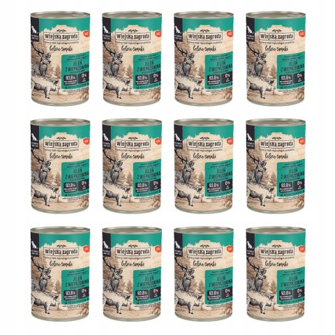 ZESTAW Wiejska Zagroda Leśne smaki Jeleń z wieprzowiną 12X400g puszka